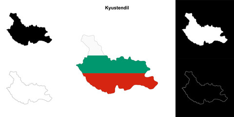 Kyustendil province outline map set