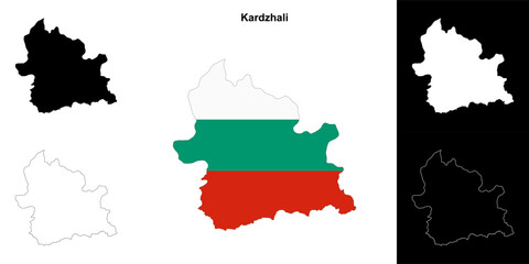 Kardzhali province outline map set