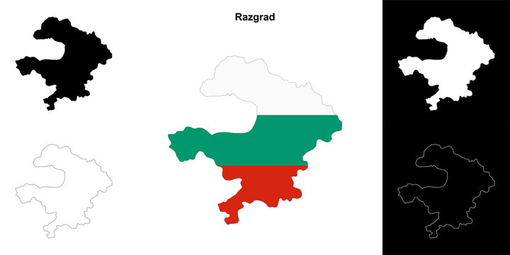 Razgrad province outline map set