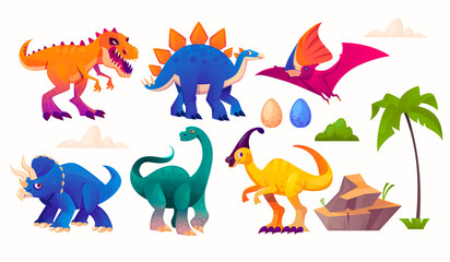 Dinosaur set in flat design © Macrovector