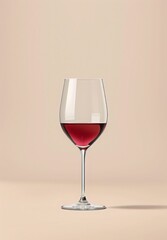  wine red glass on a light beige background. Realistic image alcohol drink for invitation to a party, promotional products wine shop or wine tasting concept.