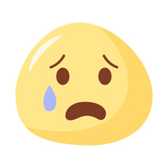 nervous crying emoji. vector emoticon illustration in flat style