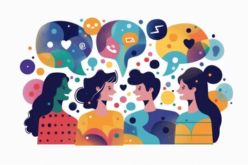 Fototapeta premium People with speech bubbles, ideal for communication concept