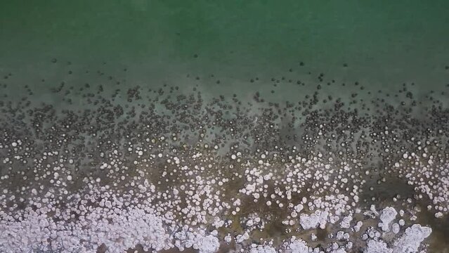 Aerial view of unique thrombolites at Lake Clifton, Western Australia, Australia.