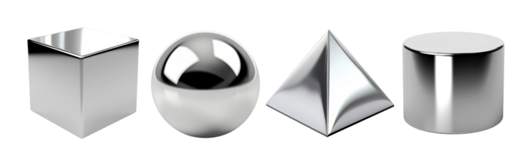 3D shape Chrome Material png on transparent background