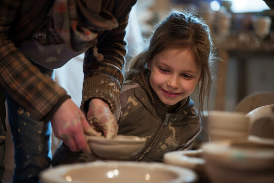 He takes his daughter to a pottery class. - Powered by Adobe