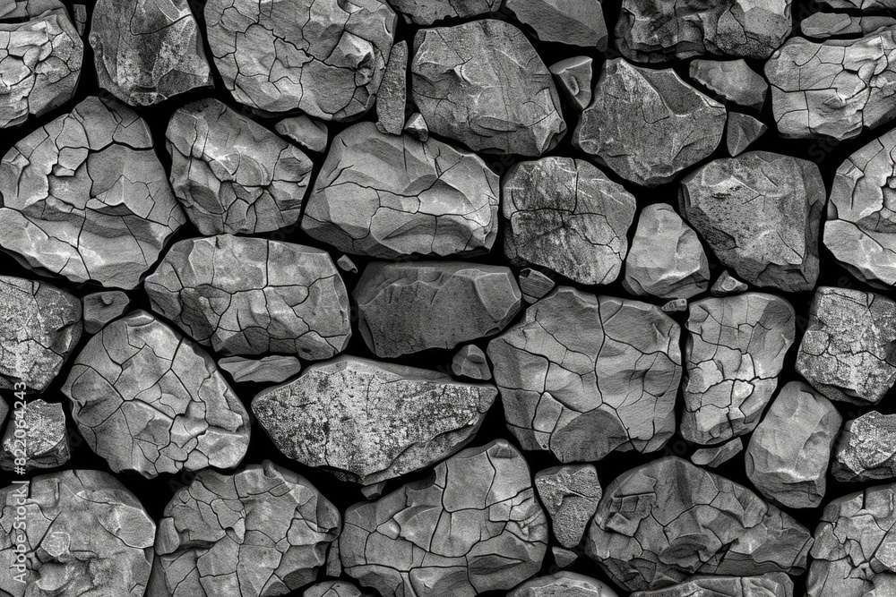 Poster A monochromatic image of a stack of rocks. Suitable for various design projects