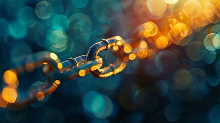 The interconnected nature of global supply management portrayed by chains linking together to form a web around the world.