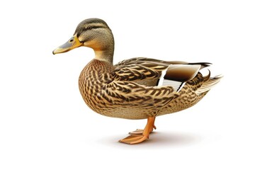 A duck standing on a white surface, suitable for various projects
