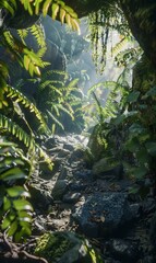 Abstract Jungle With Hidden Temples,Photorealistic HD