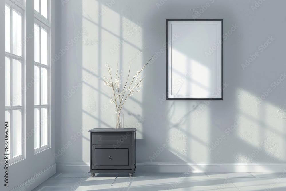 Poster a simple picture frame hanging on a wall. suitable for home decor concepts
