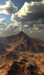 Fototapeta premium Abstract Mountain Peak With Dramatic Shadows,Photorealistic HD