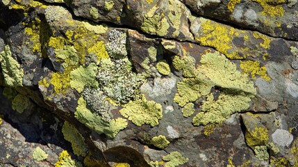 Closeup of Lichen Growth on Rock Surface