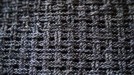 Closeup of Gray Woven Textile Fabric Texture