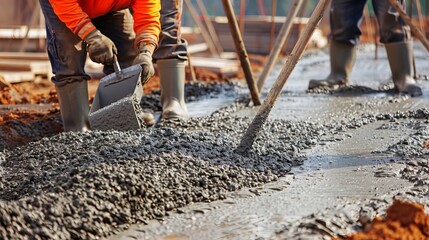 Construction Worker Pouring Concrete