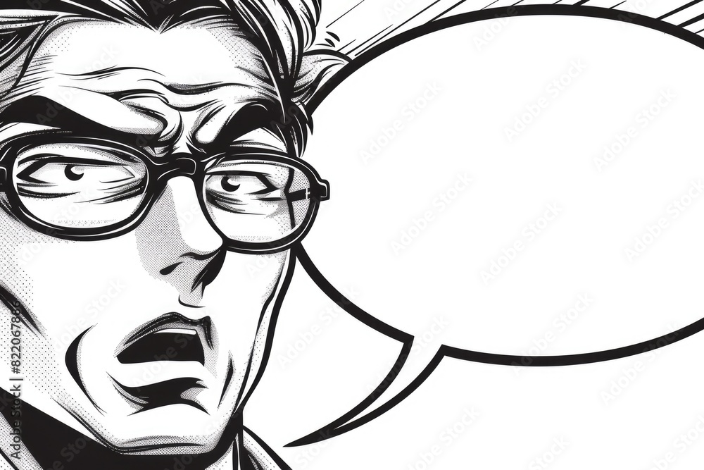 Poster A man with a speech bubble in his mouth, perfect for communication concepts