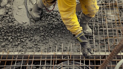 Construction Worker Pouring Concrete
