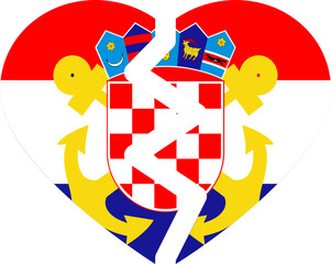 Broken heart icon of Croatia flag