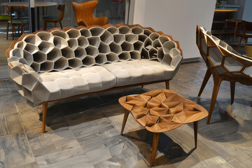 Furniture made from recycled materials, circular economy lifestyle choices.