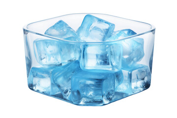 The Chilled Oasis: A Glass Bowl Overflowing With Ice Cubes on a Clear PNG or White Background.