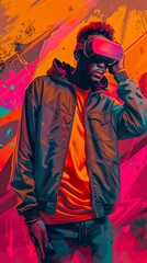 Fototapeta premium Hacker breaking into a virtual reality game, blurring lines between game and reality, a cyber escapade