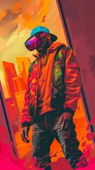 Hacker breaking into a virtual reality game, blurring lines between game and reality, a cyber escapade