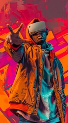 Fototapeta premium Hacker breaking into a virtual reality game, blurring lines between game and reality, a cyber escapade