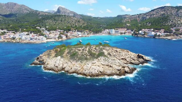 Beautiful beach and sea in Sant Elm village, Majorca island, Spain.