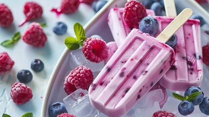 Refreshing and delicious berry and cream popsicles, perfect for a sweet treat.