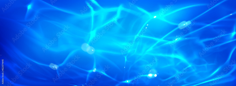 Poster caustic light effect in water surface bg pattern. pool or ocean ripple background. 3d realistic summ