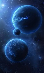 Fototapeta premium Blue Abstract Celestial Bodies,Photorealistic HD