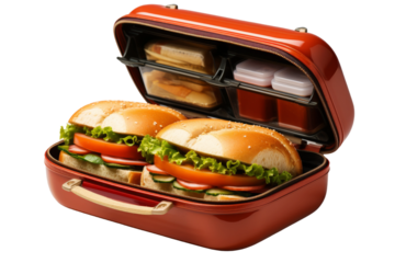 A Red Lunch Boxs Delicious Secrets on a Clear PNG or White Background.
