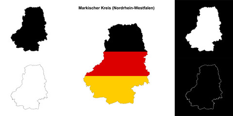 Fototapeta premium Markischer Kreis (Nordrhein-Westfalen) blank outline map set