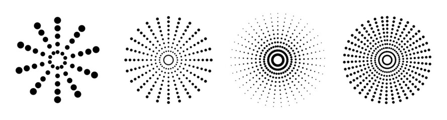 Sound pulsation circles pack. Point radio waves. Isolated vector illustration on white background.