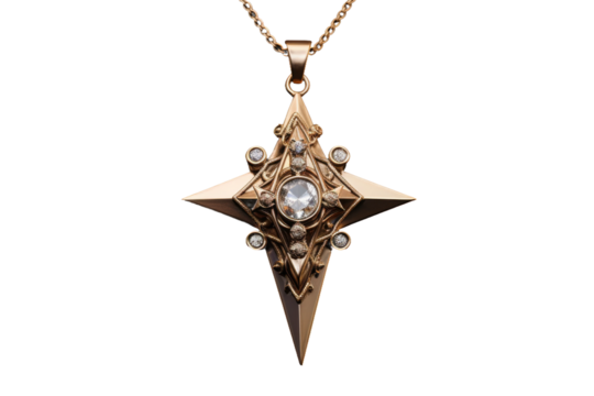 Stellar Glow: A Starry Gold Necklace on a Clear PNG or White Background.