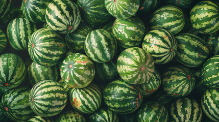 Delicious ripe watermelons as background top view
