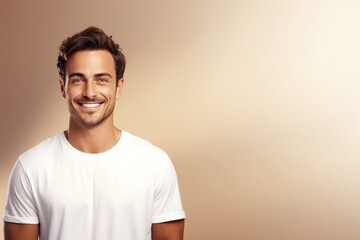 Lavender background Happy european white man realistic person portrait of young beautiful Smiling man good mood Isolated on Background Banner with copyspace blank empty copy space 