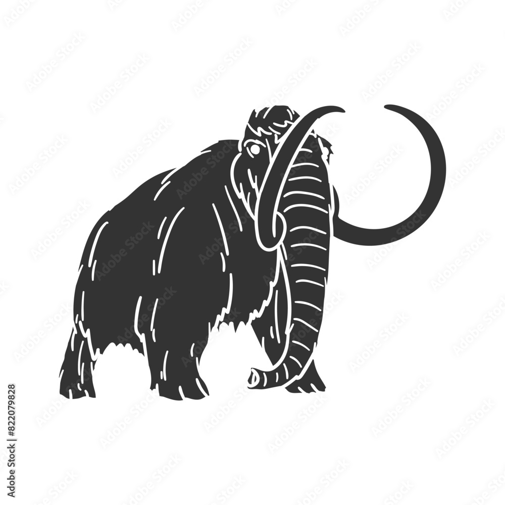 Poster mammoth icon silhouette illustration. animals vector graphic pictogram symbol clip art. doodle sketc