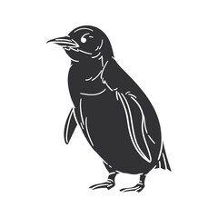 Little Pinguin Icon Silhouette Illustration. Animals Vector Graphic Pictogram Symbol Clip Art. Doodle Sketch Black Sign.