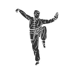 Kung Fu Icon Silhouette Illustration. Martial Arts Vector Graphic Pictogram Symbol Clip Art. Doodle Sketch Black Sign.