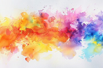 Burst of vivid watercolor hues on a backdrop of white.