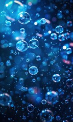 Blue Abstract Floating Bubbles,Photorealistic HD