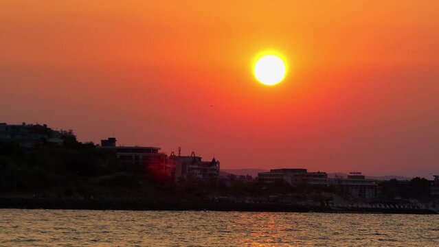 Beautiful sunset in town of Nessebar, Bulgaria