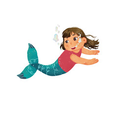 a beautiful and cute mermaid for clipart, stickers, etc