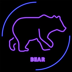 bear neon sign, modern glowing banner design, colorful modern design trend on black background. Vector illustration.