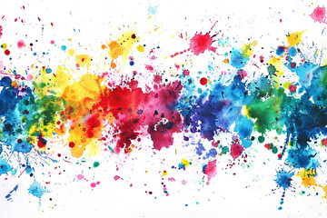 Playful splatters create dynamic watercolor border on white, abstract splatter background.