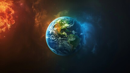 Obraz premium An artistic representation of the Earth as a puzzle sphere, with pieces coming together to form the complete planet,