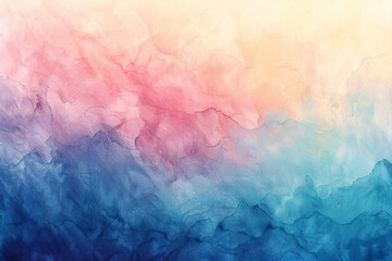 Soft gradients blend, evoking dreamlike hues on textured abstract watercolor. -