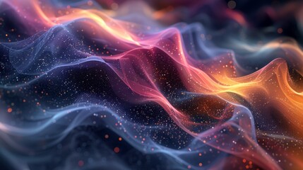 An abstract representation of dark matter, with swirling patterns and colors symbolizing its mysterious and invisible nature