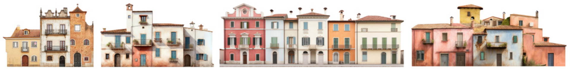 Fototapeta premium Italian townhouse png on transparent background